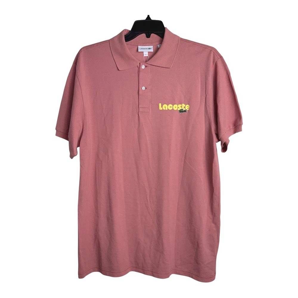 Lacoste Mens Size Large Tall LT 7T Salmon Short Sleeve Crocodile Logo Polo NWT